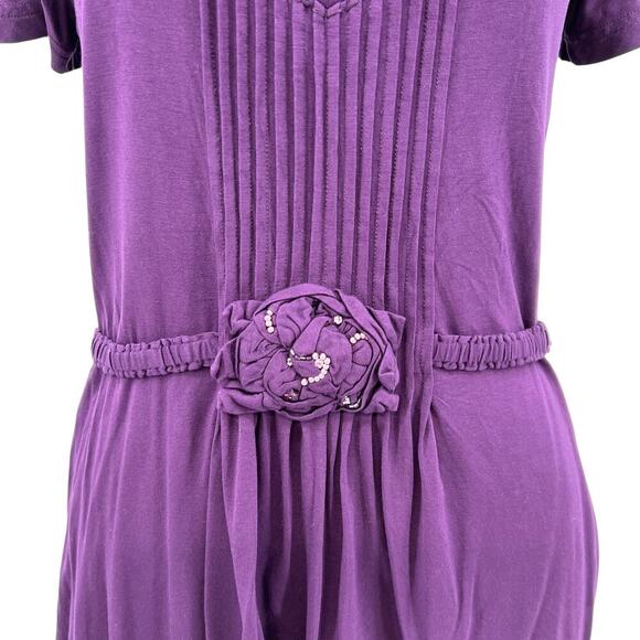 Escada Sport Purple Jersey Pintuck Short Sleeve Tee Rosette Belted Size Medium - Picture 5 of 12
